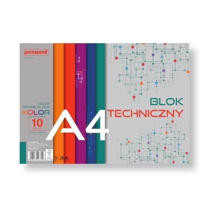 Blok techniczny A4 Premium kolor 180g 10 arkuszy
