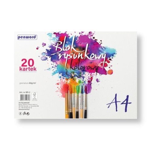Blok rysunkowy A4 kolor 80g 20 kartek