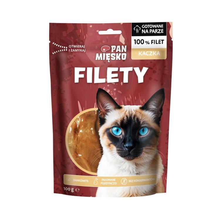 Pan Mięsko Przysmak dla kota Filety Kaczka 100g