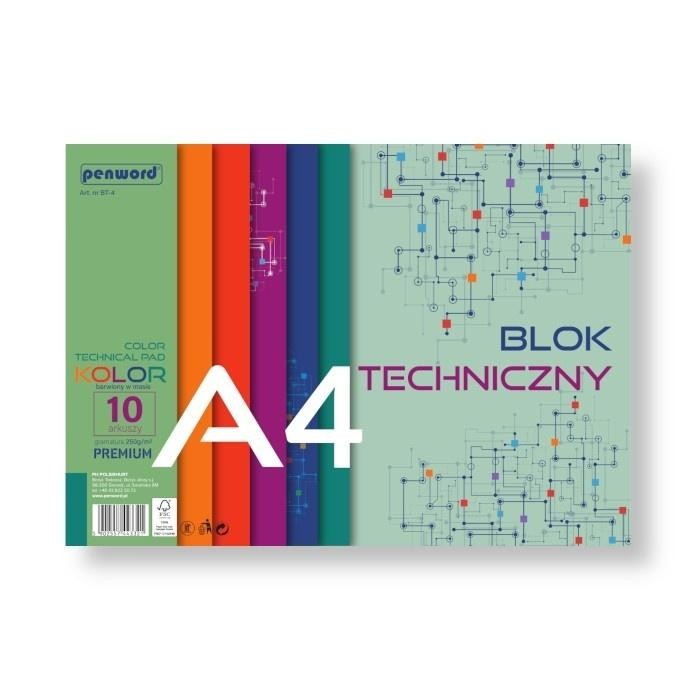 Blok techniczny A4 Premium kolor 250g 10 arkuszy