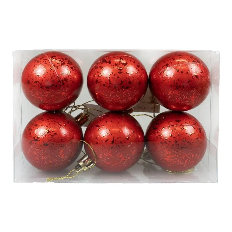 Bombki z efektem rosy czerwone 6szt