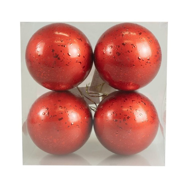 Bombki z efektem rosy czerwone 4szt