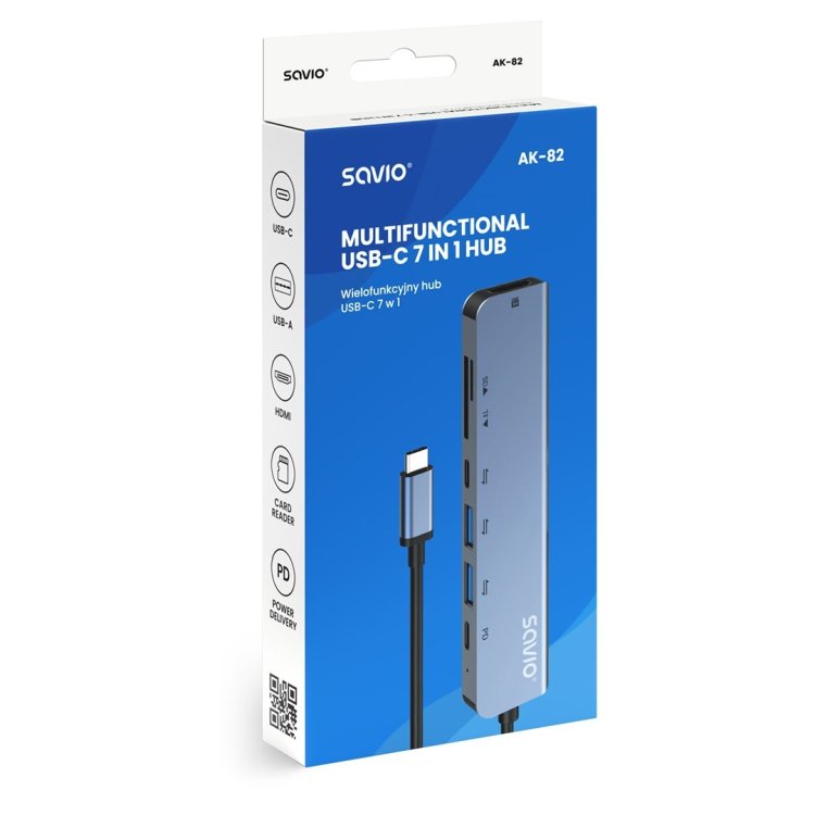 SAVIO HUB USB-C 7 W 1 AK-82