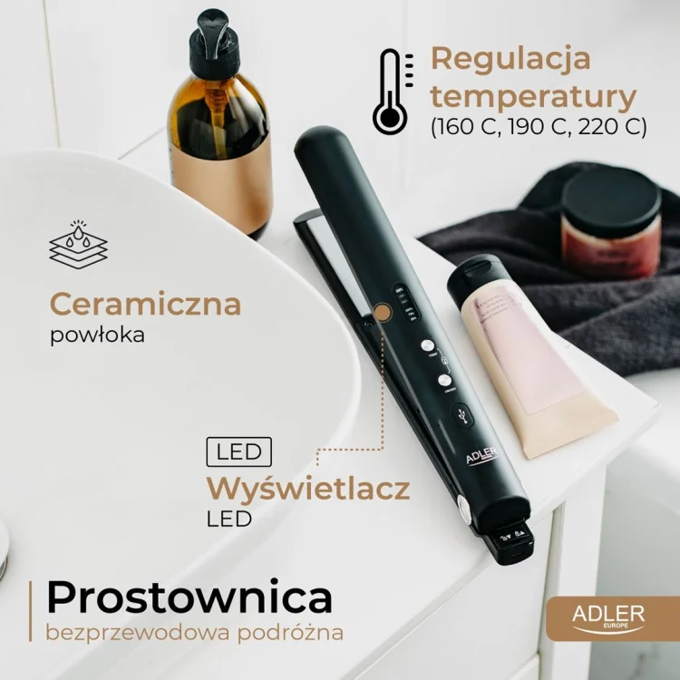 Prostownica do włosów ADLER AD 2327b czarna