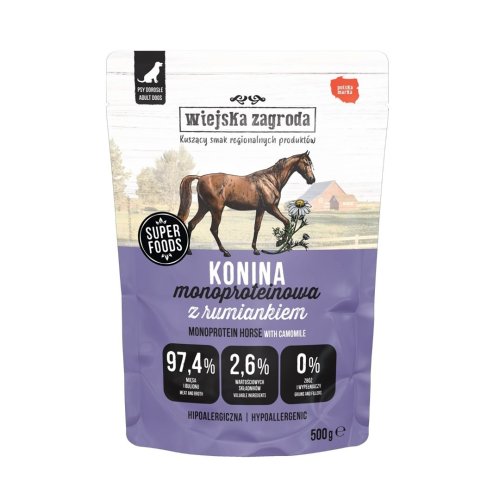 Wiejska Zagroda Konina monobiałkowa karma mokra dla psa 500g
