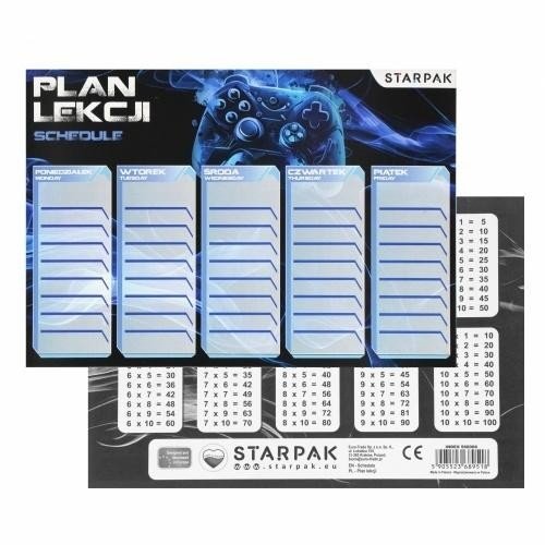 Plan lekcji z tabliczką mnożenia Gaming (25szt)