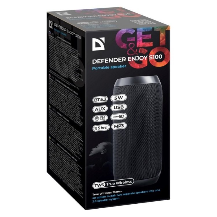 DEFENDER GŁOŚNIK ENJOY S100 BLUETOOTH/FM/SD/USB 5W CZARNY 65701
