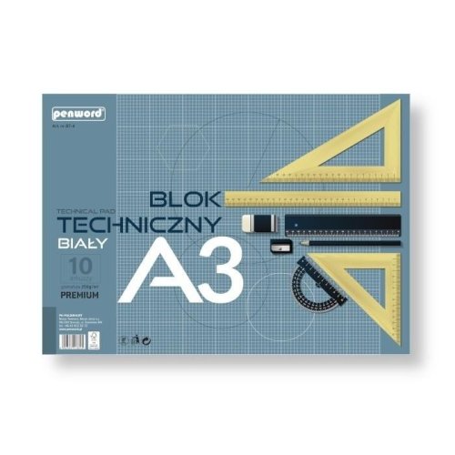 Blok techniczny A3 Premium biały 250g 10 arkuszy
