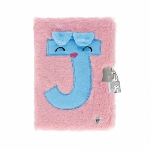 Pamiętnik pluszowy zamykany Pink J świecący