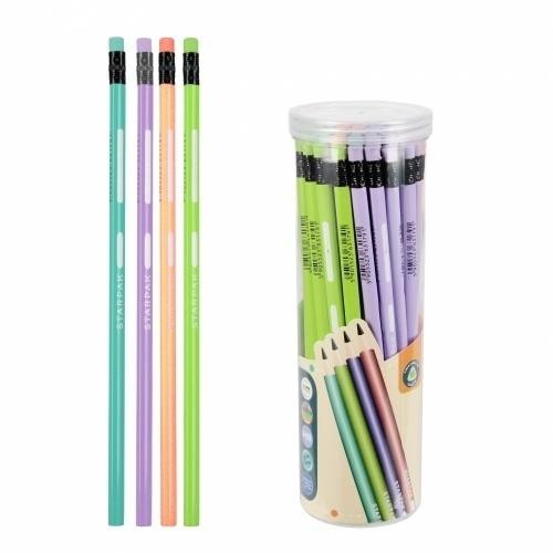 Ołówek z gumką HB trójkątny pastel tuba (48szt)