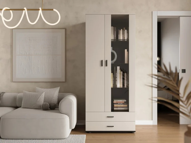 Witryna S6 SOHO 80x41x192 kaszmir+ czarny