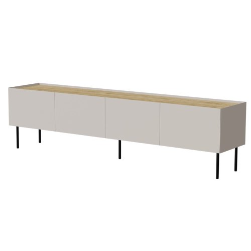 Szafka RTV FELLINI 200x40x52 kaszmir + blat dąb olejowany