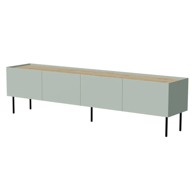 Szafka RTV FELLINI 200x40x52 oliwka + blat dąb olejowany