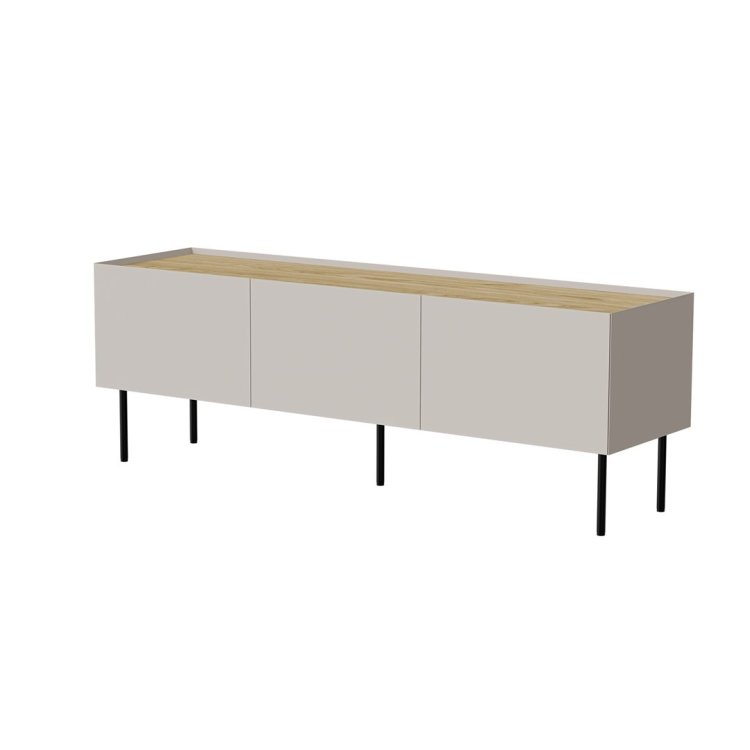 Szafka RTV FELLINI 150x40x52 kaszmir + blat dąb olejowany