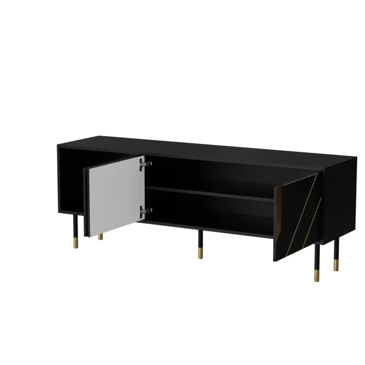 Szafka RTV 3D MOUNTAIN 154x40x55 czarny + złoty