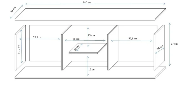 Szafka RTV SOHO 180x43x37 kaszmir+czarny