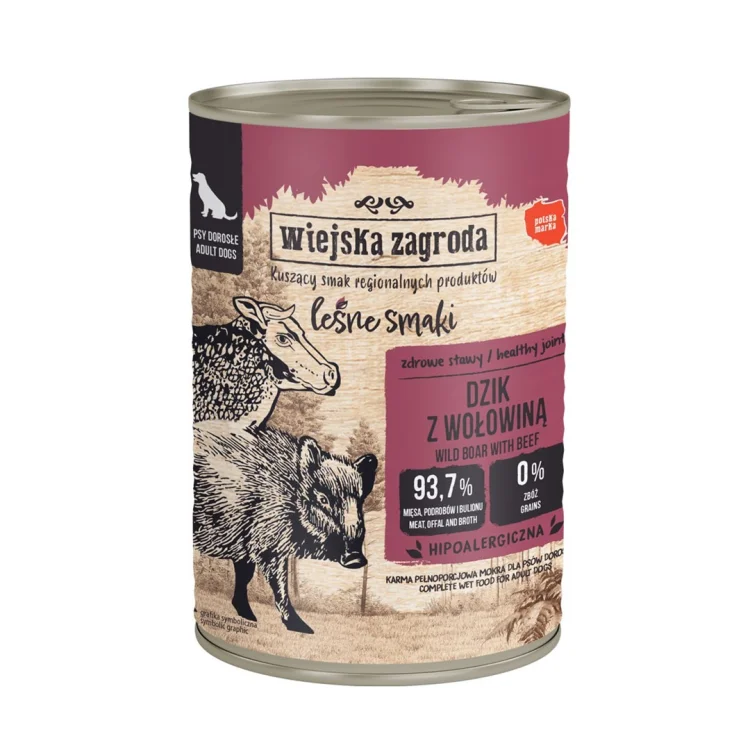 Wiejska Zagroda  Dzik z wołowiną karma mokra dla psa 400g