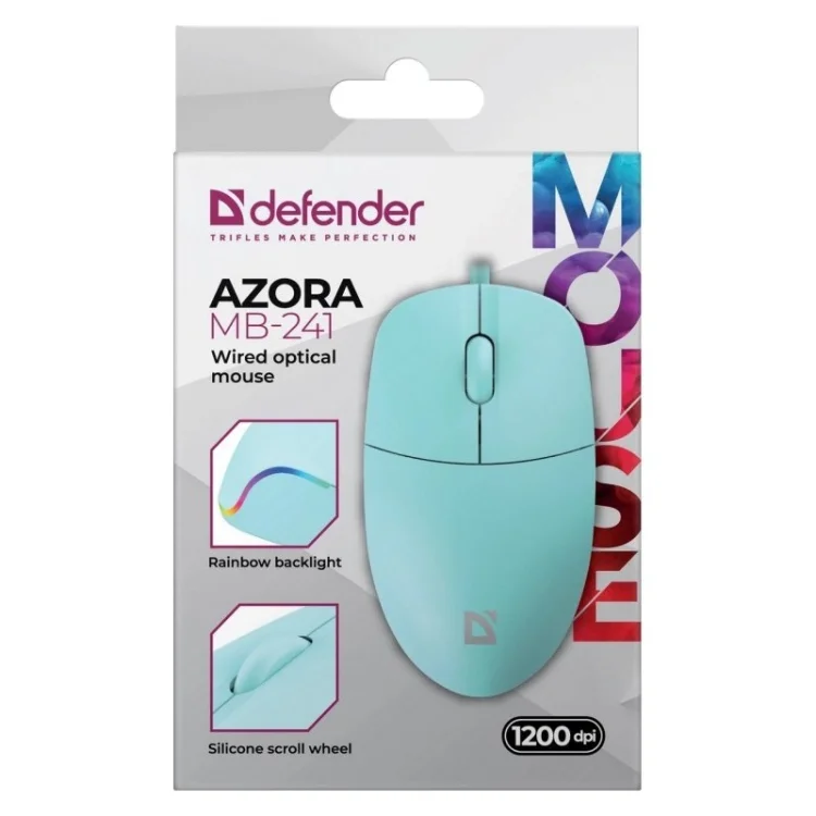 DEFENDER MYSZ PRZEWODOWA AZORA MB-241 OPTYCZNA 1200DPI 3P MIĘTOWA 52243
