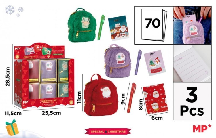 Pluszowy miniplecak BN z zestawem do pisania MIX