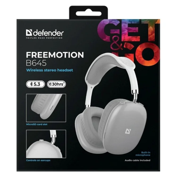 DEFENDER SŁUCHAWKI BLUETOOTH FREEMOTION B645 SZARE 63646