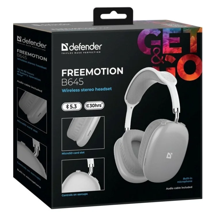 DEFENDER SŁUCHAWKI BLUETOOTH FREEMOTION B645 SZARE 63646