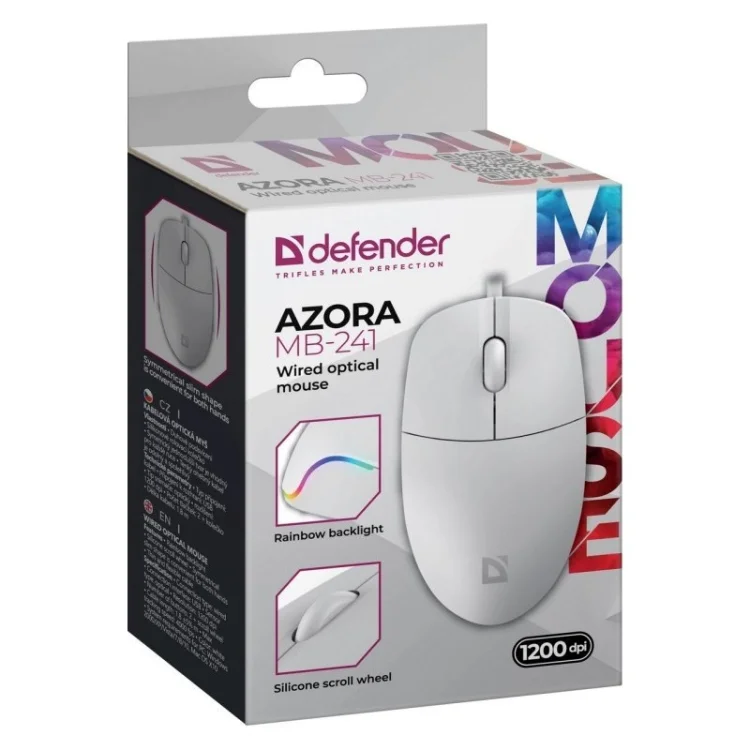 DEFENDER MYSZ PRZEWODOWA AZORA MB-241 OPTYCZNA 1200DPI 3P BIALA 52242