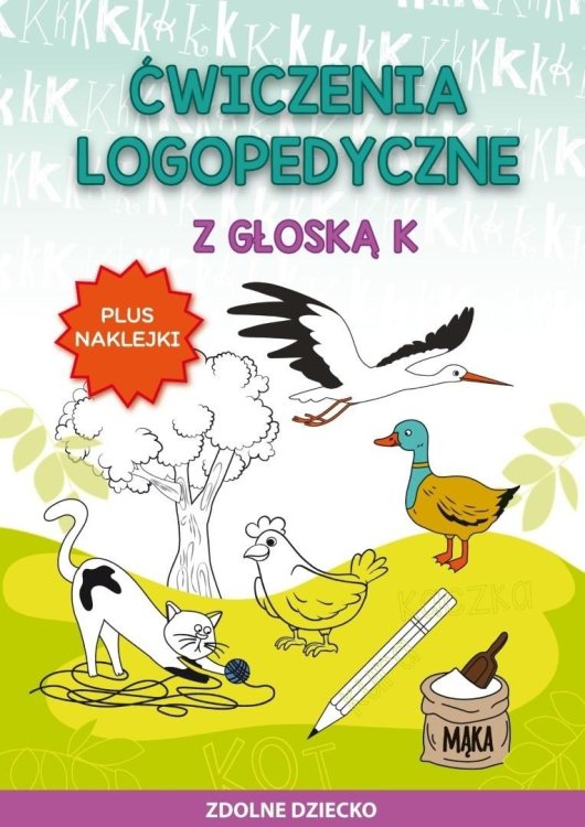 Ćwiczenia logopedyczne z głoską K. Plus naklejki