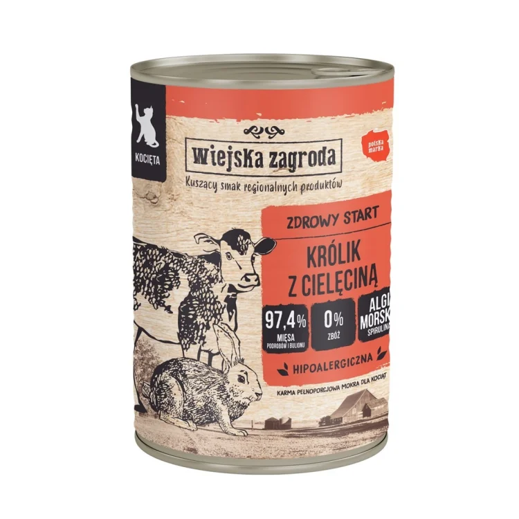 Wiejska Zagroda Królik z cielęciną karma mokra dla kota 400g