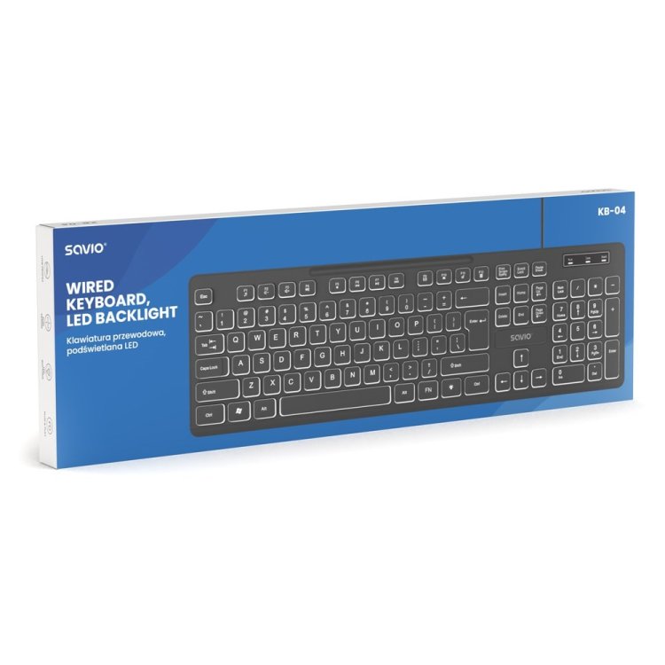 SAVIO KLAWIATURA PRZEWODOWA PODŚWIETLANA LED KB-04