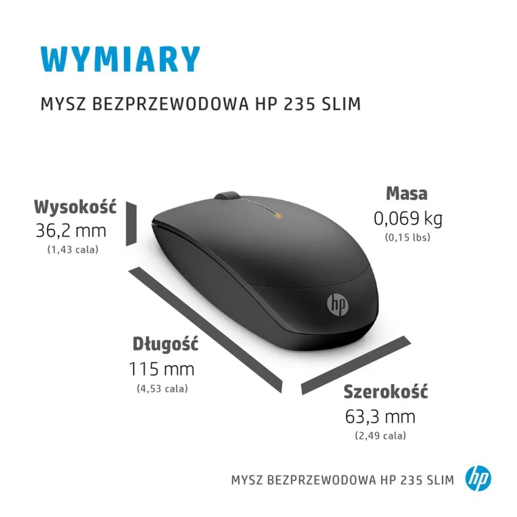 HP Mysz 235 Slim bezprzewodowa 4E407UT