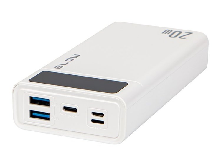 BLOW POWER BANK 20000MAH QC+PD 20W + LIGHTNING BIAŁY PB20E