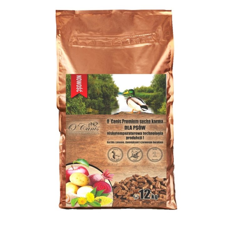 O'Canis Premium sucha karma dla psów kaczka z prosem, ziemniakami i czerwonym burakiem 12kg