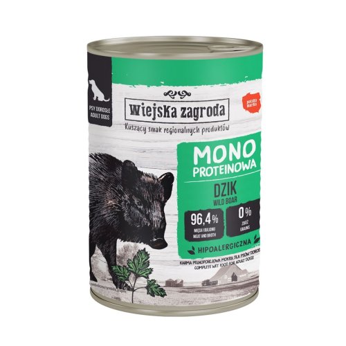Wiejska Zagroda Monobiałkowa Dzik karma mokra dla psa 400g
