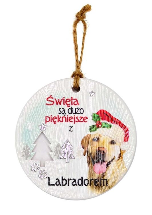 Zawieszka ceramiczna Boże Narodzenie Labrador