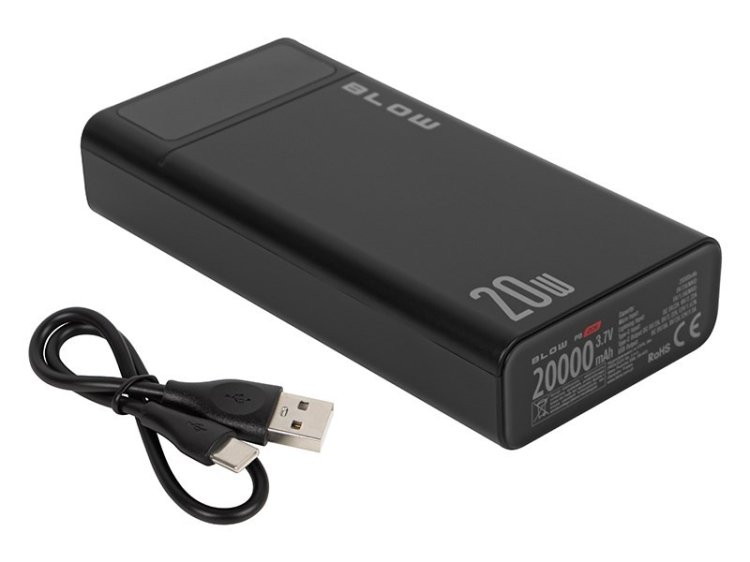BLOW POWER BANK 20000MAH QC+PD 20W + LIGHTNING CZARNY PB20E