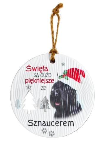 Zawieszka ceramiczna Boże Narodzenie Sznaucer