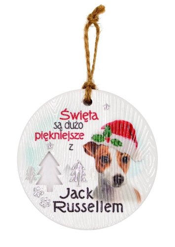 Zawieszka ceramiczna Boże Narodzenie Jack Russell