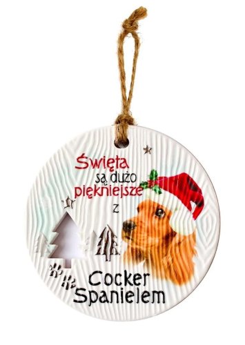 Zawieszka ceramiczna Boże Narodzenie Spaniel