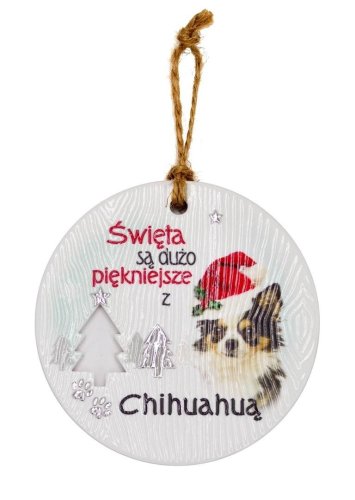 Zawieszka ceramiczna Boże Narodzenie Chihuahua
