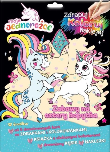 Moje Jednorożce Zdrapuj, koloruj, naklejaj