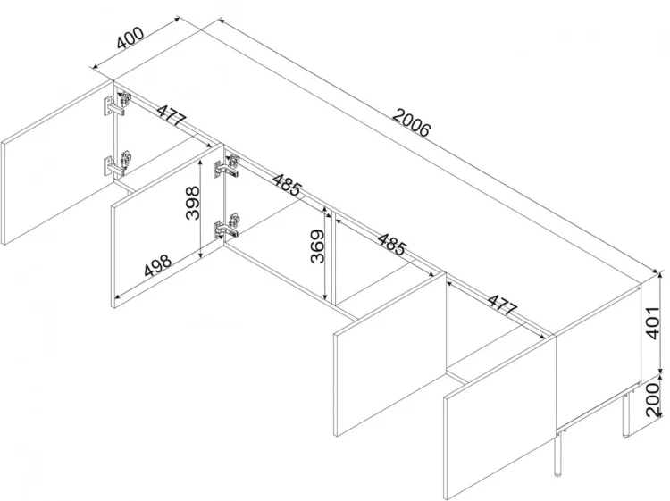 Szafka RTV ISLA 200x40x60 czarny mat