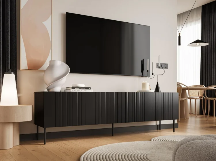 Szafka RTV ISLA 200x40x60 czarny mat