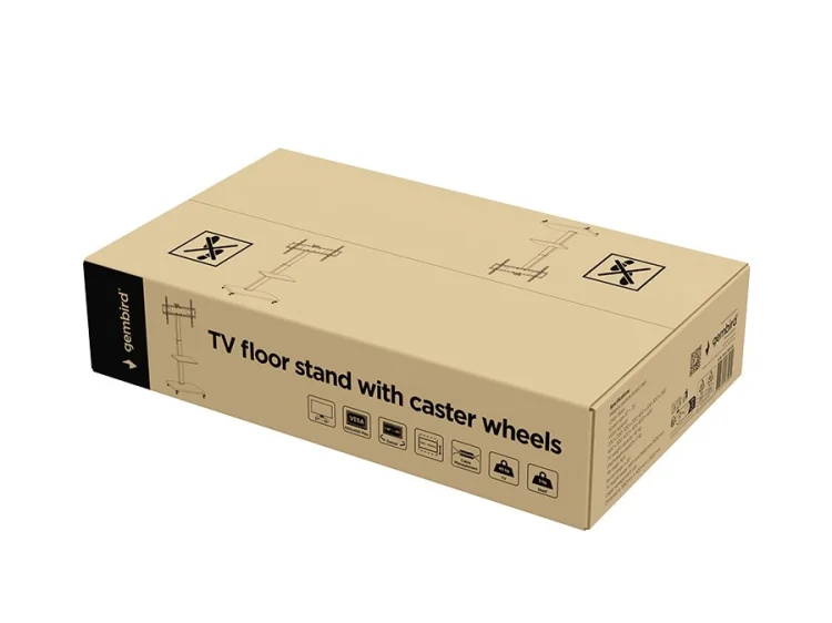 GEMBIRD STOJAK PODŁOGOWY NA TELEWIZOR, MOBILNY NA KÓŁKACH (OBROTOWY/UCHYLNY), 32" - 75", CZARNY