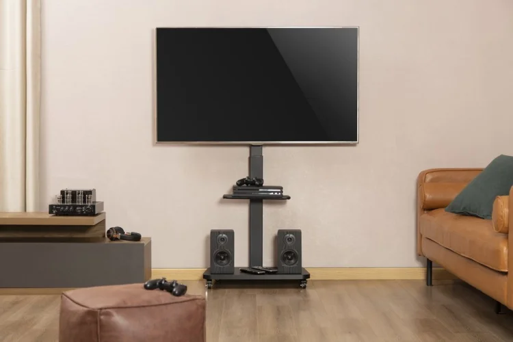 GEMBIRD STOJAK PODŁOGOWY NA TELEWIZOR, MOBILNY NA KÓŁKACH (OBROTOWY/UCHYLNY), 32" - 75", CZARNY