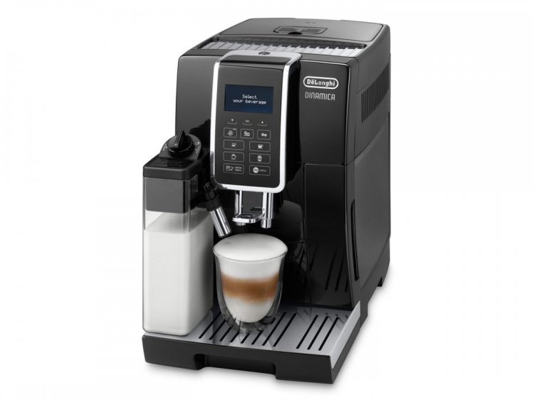 Ekspres ciśnieniowy automatyczny DeLonghi Dinamica ECAM 350.55.B (1450W; kolor czarny) (WYPRZEDAŻ)