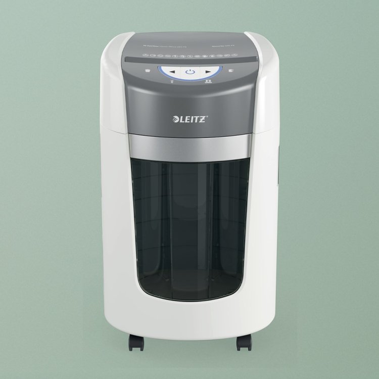 Niszczarka Leitz IQ OptiMax Home Office 225, 15l, P5, 6 kartek, Automatyczny Start/Stop, Funkcja cofania, Obrotowy pojemnik - 33% większa pojemność na