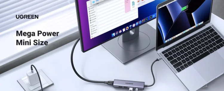 Ugreen Wielofunkcyjny HUB 5w1 USB-C  - HDMI 1.4 / 3 x USB-A / USB-C PD 100W CM511 - szary