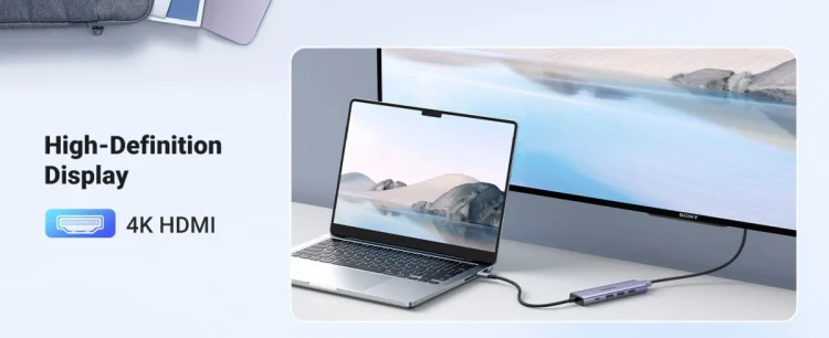Ugreen Wielofunkcyjny HUB 5w1 USB-C  - HDMI 1.4 / 3 x USB-A / USB-C PD 100W CM511 - szary