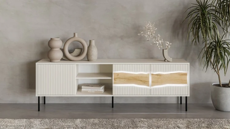 Szafka RTV INSERTO 3D1W 190x40x61,5 kaszmir + LED