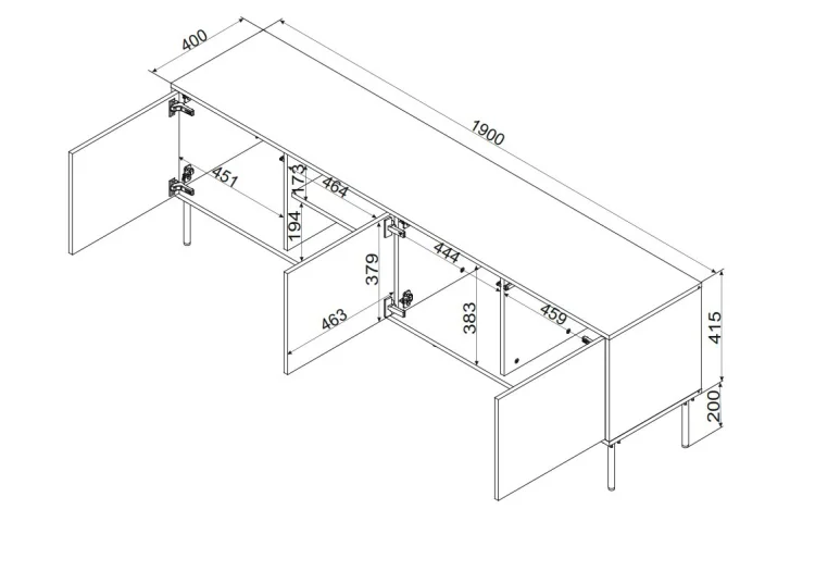 Szafka RTV INSERTO 3D1W 190x40x61,5 kaszmir + LED